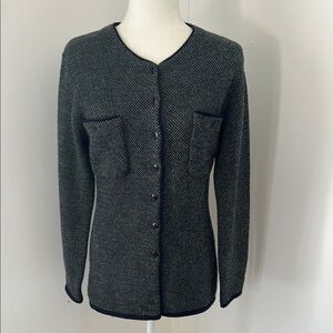 Jones New York Navy Blue/Green Long Cardigan Sweater sz S